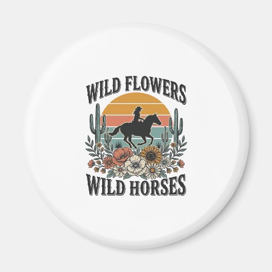 Wilde Blumen Wilde Pferde Western Blumenhemd Desi Magnet (Vorne)