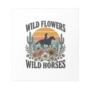 Wilde Blumen Wilde Pferde Western Blumenhemd Desi Notizblock