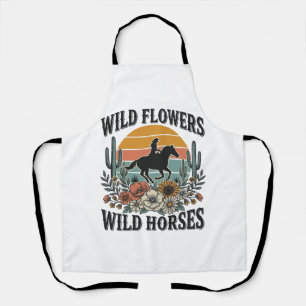 Wilde Blumen Wilde Pferde Western Blumenhemd Desi Schürze