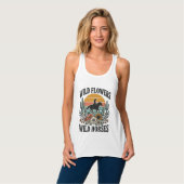 Wilde Blumen Wilde Pferde Western Blumenhemd Desi Tank Top (Vorderseite Vollansicht)