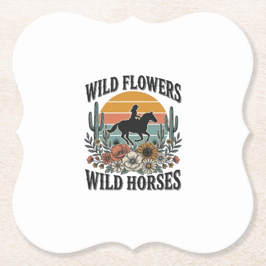 Wilde Blumen Wilde Pferde Western Blumenhemd Desi Untersetzer (Vorderseite)