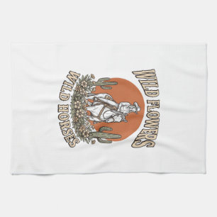 Wilde Blumen Wilde Pferde Western Cowgirl-Shirt De Geschirrtuch