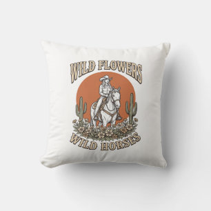 Wilde Blumen Wilde Pferde Western Cowgirl-Shirt De Kissen
