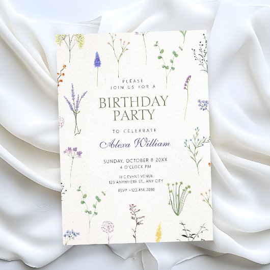 Wilde Blumen zum Geburtstag Einladung