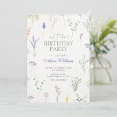 Wilde Blumen zum Geburtstag Einladung (Stehend Vorderseite)