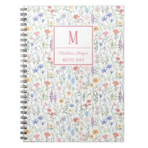 Wilde Blumenwiese Coquette Personalisiert Rosa Notizblock