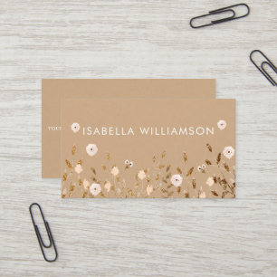Wilde Blüte Gold Glitter Blumen Elegant Kraft Visitenkarte