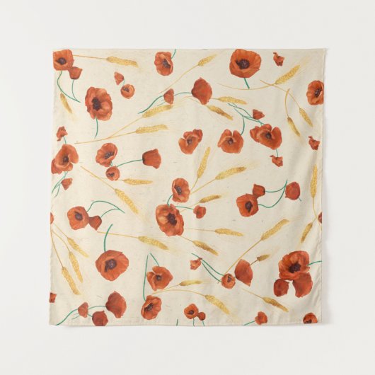 Wilde Blüte: helles Hintergrundmuster. Wandteppich (Vorderseite (Horizontal))