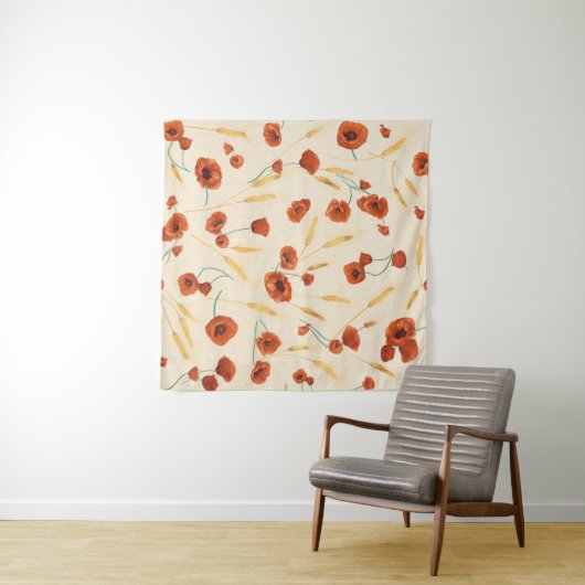 Wilde Blüte: helles Hintergrundmuster. Wandteppich (Beispiel (Horizontal))