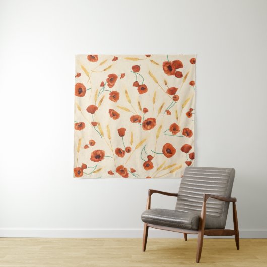 Wilde Blüte: helles Hintergrundmuster. Wandteppich (Beispiel)