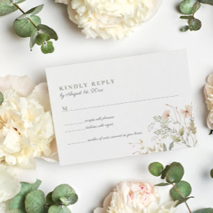 Wilde Blüten Immergrün Hochzeit-RSVP-Karte RSVP Karte