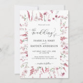 Wilde Blütenblüte in einem QR-Code Einladung (Vorderseite)