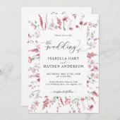 Wilde Blütenblüte in einem QR-Code Einladung (Vorne/Hinten)