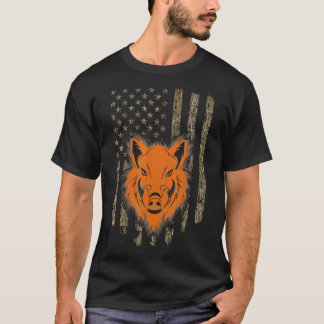 Wilde Boar Jagd Hog Hunter Amerikanische Flagge T-Shirt