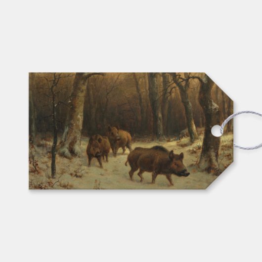 Wilde Boars im Schnee (von Rosa Bonheur) Geschenkanhänger (Vorderseite (Horizontal))