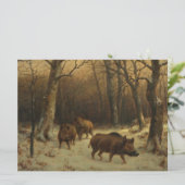 Wilde Boars im Schnee (von Rosa Bonheur) Karte (Stehend Vorderseite)