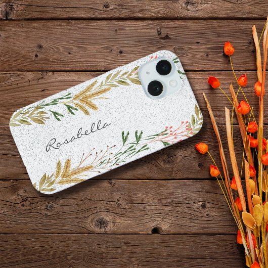 Wilde Botanicals im Herbst personalisieren Name iPhone 15 Hülle