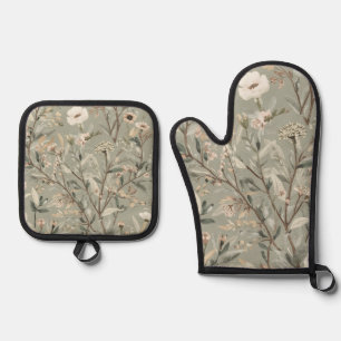 Wilde botanische Luxus-Ofenhandschuhe Ofenhandschuh & Topflappen-Set