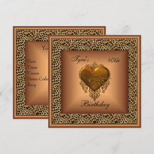 Wilde Bronze-Herz-Juwel Gold Elegant 40. Geburtsta Einladung