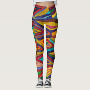 wilde bunte, ursprüngliche Kunst, geometrischer Leggings