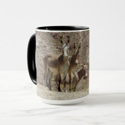 Wilde Burros, Esel, wild lebende Tiere, Tasse (Vorderseite Links)