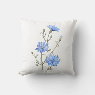 Wilde Chicorée Blume Botanische Wasserfarbenwelt Kissen