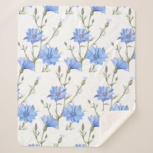 Wilde Chicorée Blume Botanische Wasserfarbenwelt Sherpadecke (Vorderseite)