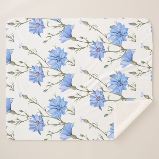 Wilde Chicorée Blume Botanische Wasserfarbenwelt Sherpadecke (Vorderseite (Horizontal))