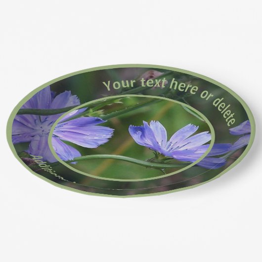 Wilde Chicorer Blume Personalisiertes Party Pappteller (Schrägansicht)