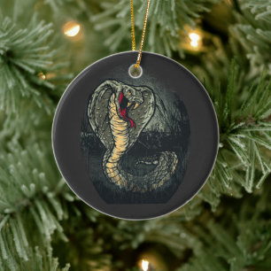 Wilde Cobra-Schlange Dunkle Dschungel-Tattoo-Kunst Keramik Ornament