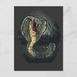 Wilde Cobra-Schlange Dunkle Dschungel-Tattoo-Kunst Postkarte