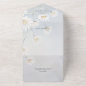 Wilde Daisien auf hellgrauem QR-Code All In One Einladung (Außenbereich)