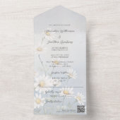 Wilde Daisien auf hellgrauem QR-Code All In One Einladung (Innen Boden)