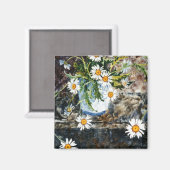 "Wilde Dasien auf einem Schelf" Blumenmagnet Magnet (Vorderseite/Rückseite)