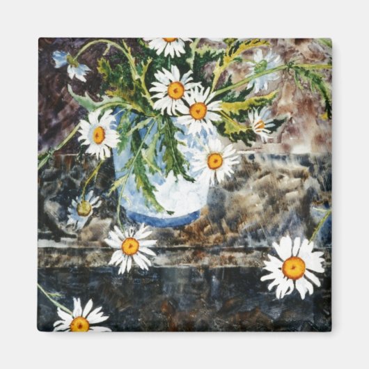 "Wilde Dasien auf einem Schelf" Blumenmagnet Magnet (Vorne)