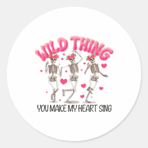 Wilde Dinge, die Sie machen mein Herz Sing Skelett Runder Aufkleber