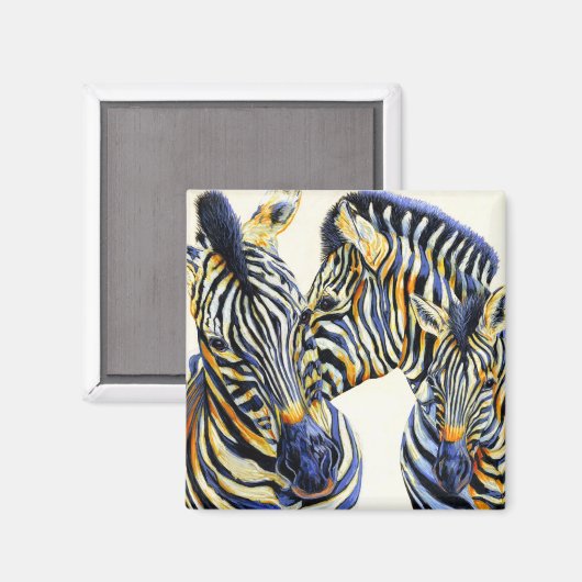 Wilde Dinge - lebendige Zebras Magnet (Vorderseite/Rückseite)