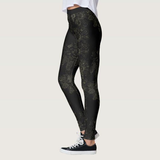 Wilde Dinge machen wieder schwarz auf schwarzer Fl Leggings (Links)
