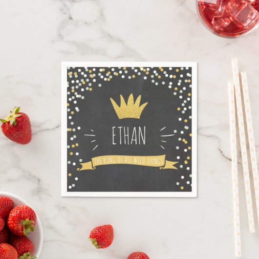 Wilde Dinge Papier Napkin Gold Crown Erster Geburt Serviette (Beispiel)