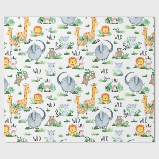 Wilde Dinger Wild One Safari Tiertauchkinder Geschenkpapier (Flach)