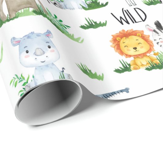 Wilde Dinger Wild One Safari Tiertauchkinder Geschenkpapier (Rolleneckpunkt)