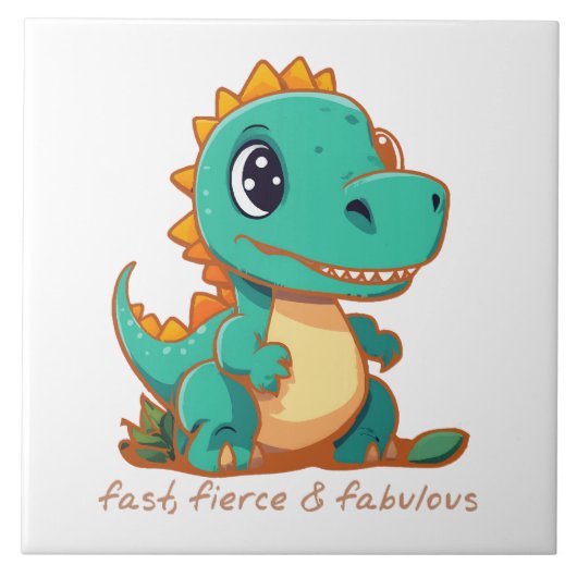 Wilde Dinosaurier Fliese (Vorderseite)