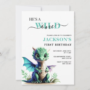 Wilde Drache Geburtstagseinladung, 1. Geburtstag Einladung