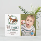 Wilde drei Waldtiere zum Geburtstag Einladung (Stehend Vorderseite)