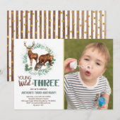 Wilde drei Waldtiere zum Geburtstag Einladung (Vorne/Hinten)