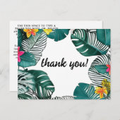 Wilde Dschungel Blätter Rosa Gelbe Hibiskus Blume Postkarte (Vorne/Hinten)