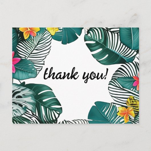 Wilde Dschungel Blätter Rosa Gelbe Hibiskus Blume Postkarte (Vorderseite)