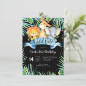 WILDE Dschungel-Party-Geburtstags-Einladungskarte Einladung (Stehend Vorderseite)