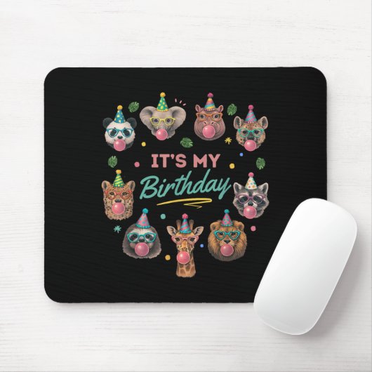 Wilde Dschungel-Tier-Geburtstagsfeier-Design Mousepad (Mit Mouse)
