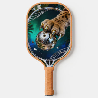 Wilde Dschungelkatze schneidet metallische Pickleb Pickleball Schläger